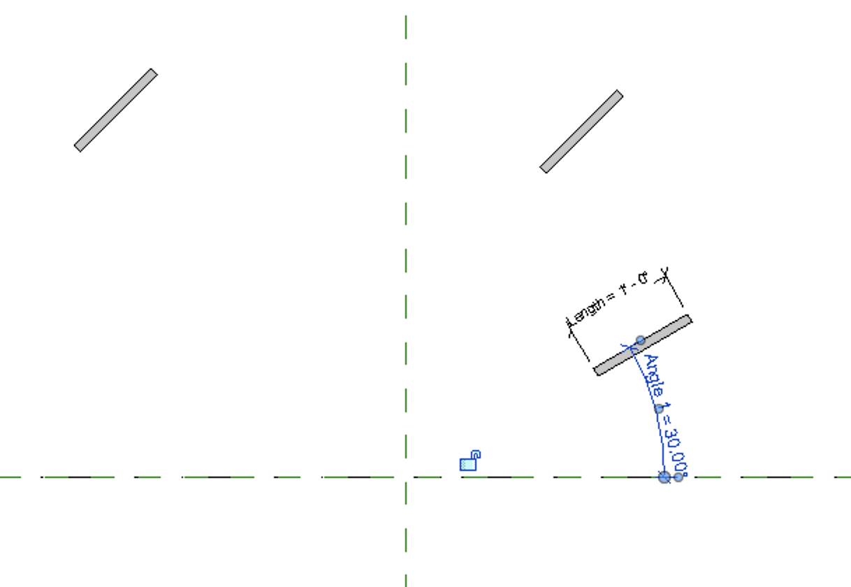 Screenshot from Revit showing the array breaking when changing the rotation